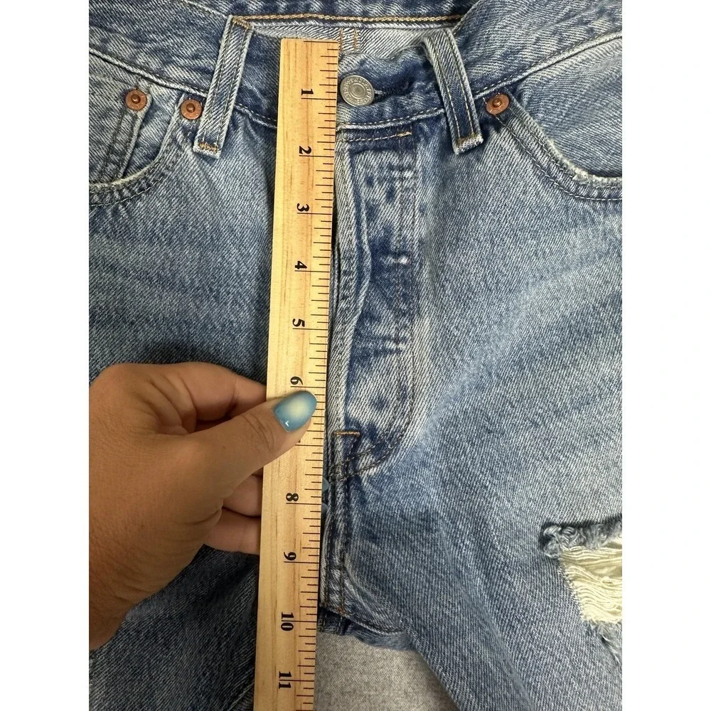 Levis‎ 501 Jeans 29x32 Blue Distressed Button Fly Straight Leg Denim Pants